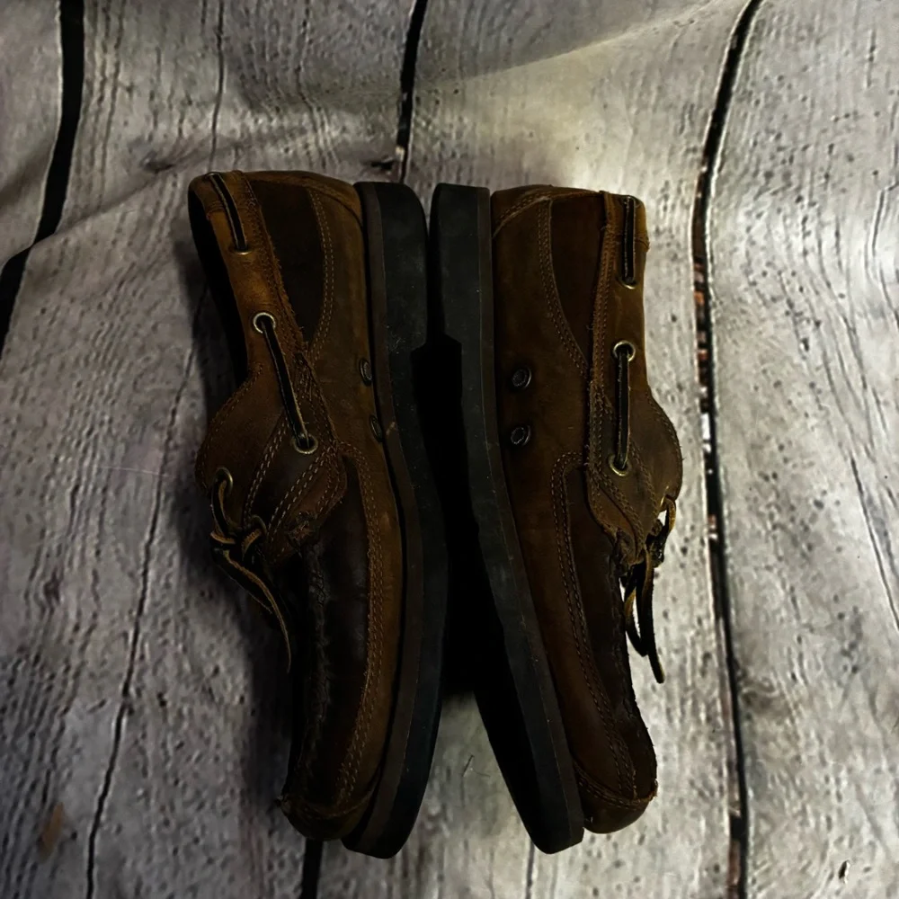 Timberland Brown Leather Slip On Preppy Loafer Nautical‎ Boat Shoe Casual Sz 8W